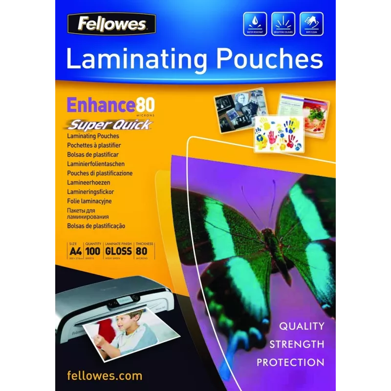 Fellowes SuperQuick A4 Glossy 80 Micron Μεμβράνη πλαστικοποίησης