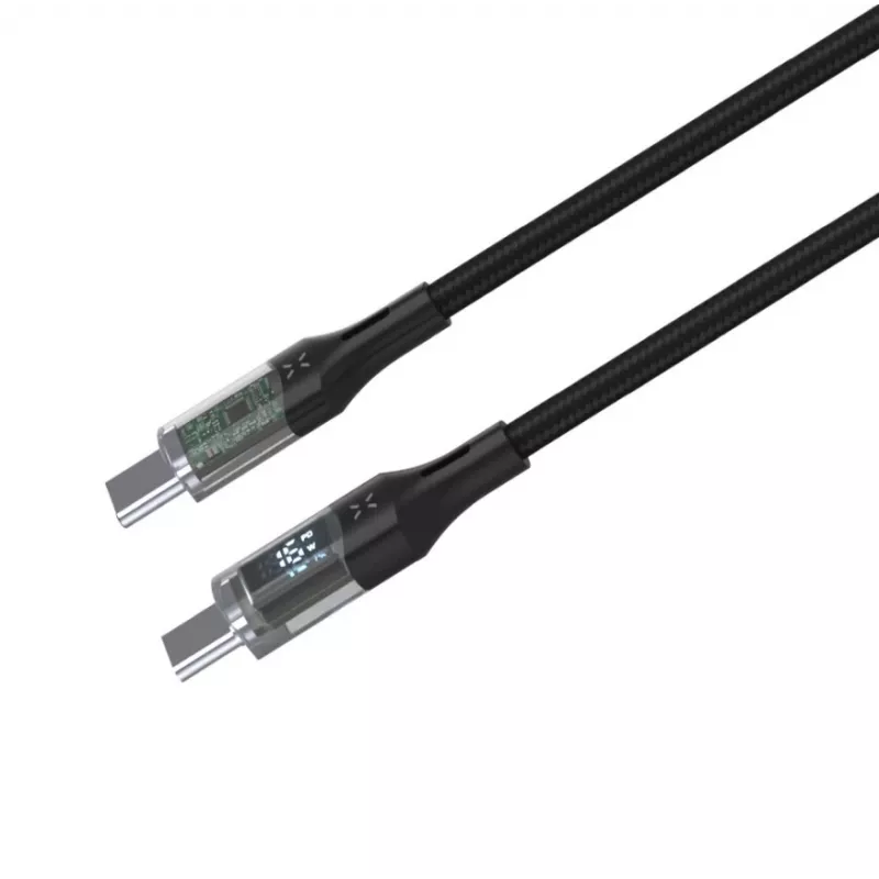 Fixed | καλώδιο USB-C/USB-C με οθόνη, υποστήριξη PD, 2m, USB 2.0, 100W | FIXDD-CC2-BK