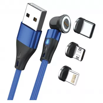Καλώδιο USB RealPower MagneticCharge3 1m USB A Μπλε Ταχεία Φόρτιση Μεταφορά Δεδομένων