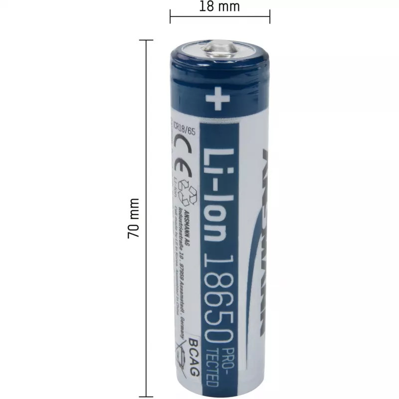 ANSMANN - Μπαταρία 18650 - Li-Ion - 2600 mAh - 9,36 Wh - Ασημί (1307-0000)