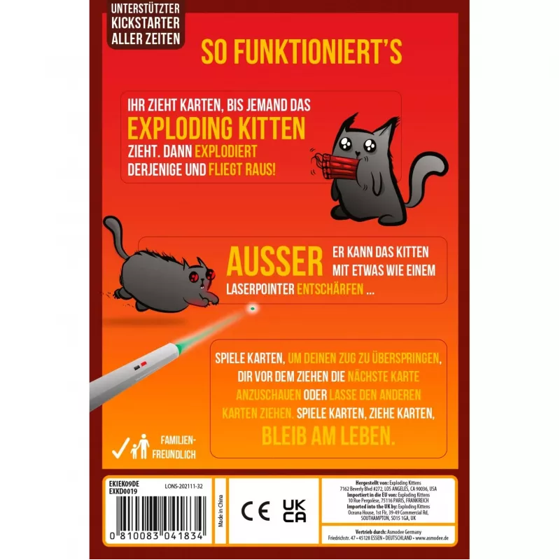 Exploding Kittens - Έκδοση 2 παικτών, Παιχνίδι με κάρτες