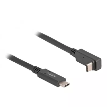 Delock - Καλώδιο USB - 24 ακίδων USB-C (M) σε 24 ακίδων USB-C (M) γωνιακό - USB 3.2 Gen 2 - 3 A - 1,0 m - USB Power Delivery (60 W), υποστηρίζει 4K 144 Hz (3840 x 2160), έως 10 Gbit/s