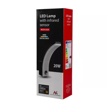 Φωτιστικό τοίχου LED MACLEAN MCE512 GR με αισθητήρα κίνησης, λαμπτήρας LED ενεργειακής απόδοσης
