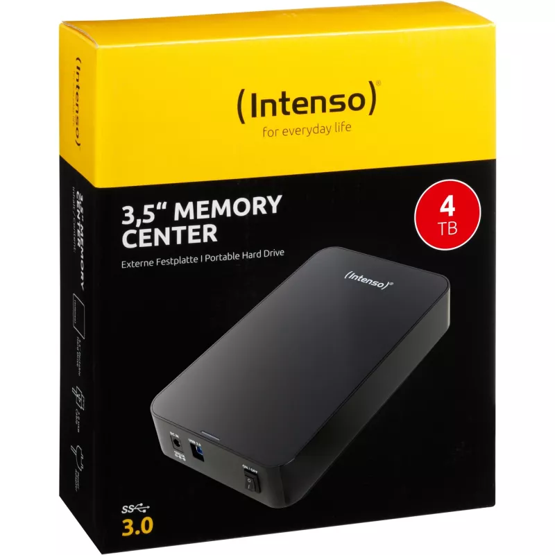Intenso Memory Center 4TB USB 3.0 3,5 ίντσες εξωτερικός σκληρός δίσκος, Μαύρο (6031512)