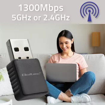 Ασύρματος Adapter USB QOLTEC 56988 Dual Band 1300Mbps USB 3.0