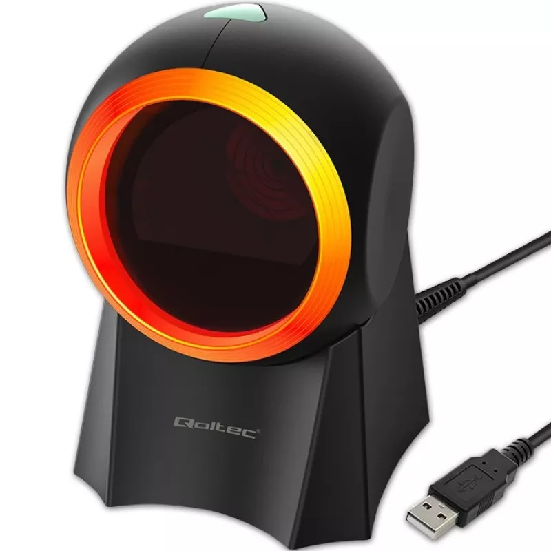 Qoltec 50857 ενσύρματος επιτραπέζιος σαρωτής barcode, 1D/2D, QR, USB, καλώδιο 1,75 m