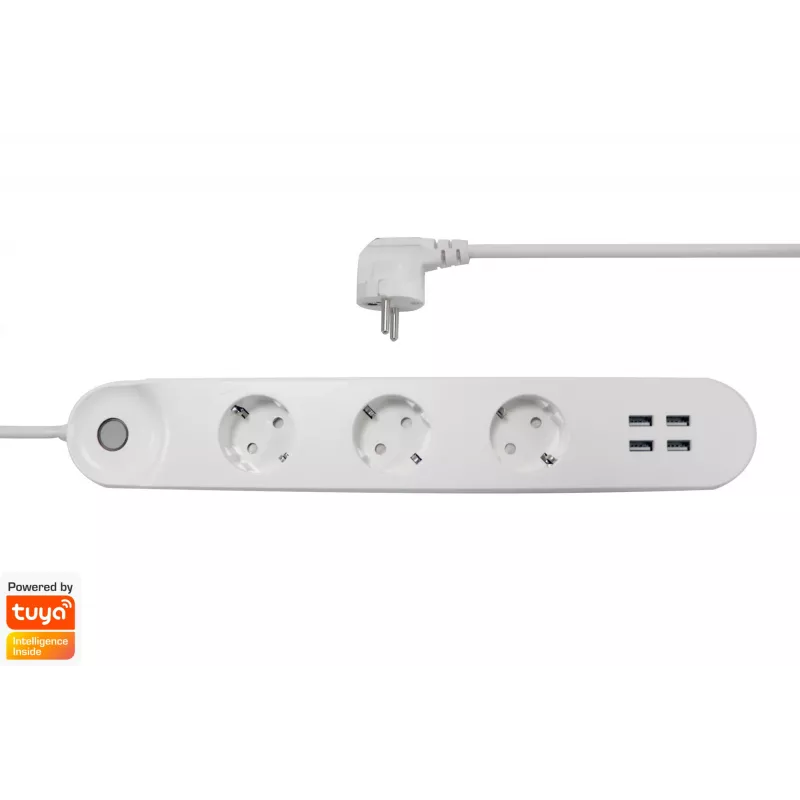 Έξυπνο πολύπριζο Denver SHP-300U 3 πρίζες AC Τύπου E 4 λευκό