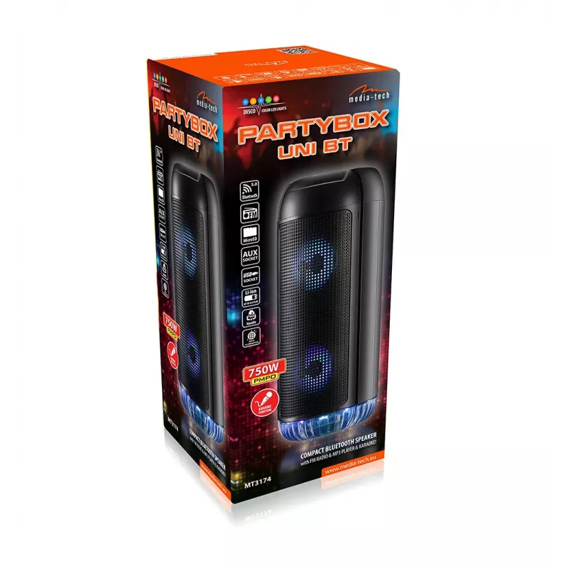 PartyBox UNI ασύρματο ηχείο με μικρόφωνο και λειτουργία καραόκε Bluetooth 5.0 MT3174