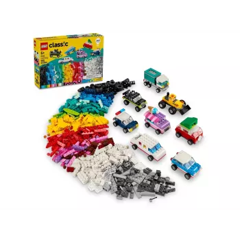 LEGO Classic Δημιουργικά Οχήματα Πολύχρωμο Σετ Μοντέλων Αυτοκινήτων με Παιχνίδι Αστυνομικού Αυτοκινήτου & 11023 Κλασική Πράσινη Βάση Τετράγωνη 32x32 Θηκών