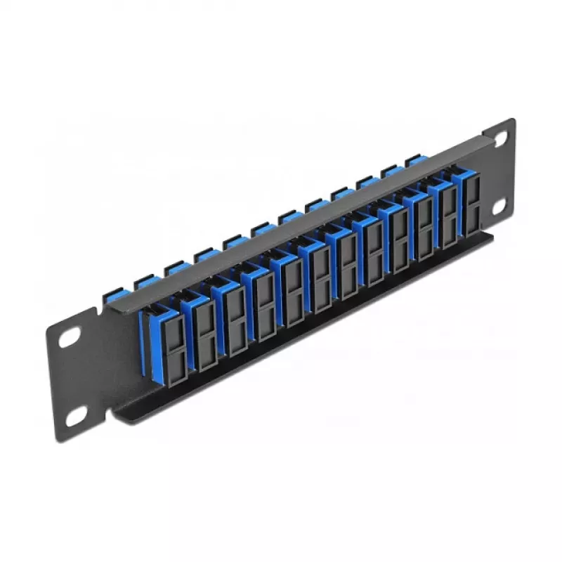 Patchpanel οπτικών ινών DeLOCK 10 ιντσών 12 Port SC Duplex μπλε 1U μαύρο