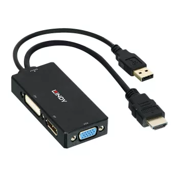 Lindy Μετατροπέας HDMI σε DisplayPort, DVI και VGA, 0,15 m, 2160p, Μαύρο, DP STDP2600, DVI-D PS8222, VGA AG6200, 8 Bit, 0 - 65 °C
