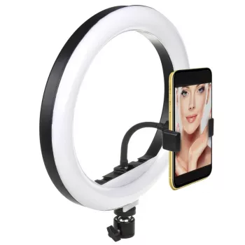 Maclean MCE610 10 12W LED Ring Light με τρίποδο και Bluetooth shutter, 3 χρώματα, 10 επίπεδα φωτεινότητας, 10% -100% ρυθμιζόμενη φωτεινότητα, 160 LED, βάση smartphone, φως φωτισμού
