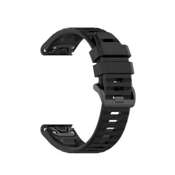 Σιλικονούχο λουράκι FIXED για Garmin QuickFit 26mm Μαύρο — ανταλλακτικό λουράκι ρολογιού 26 mm