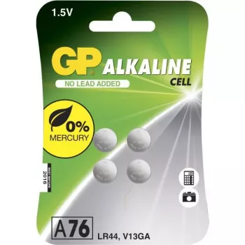 GP αλκαλική μπαταρία κουμπί 76A/LR44/V13GA 1,5V συσκευασία 4 τεμ. blister