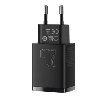 Εσωτερικός φορτιστής USB ταχείας φόρτισης Baseus CCXJ-B01 – 2 θύρες (USB-C PD 20W + USB-A QC3.0 18W), 100–240 V, μαύρο