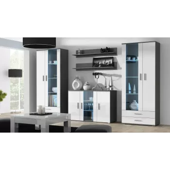 Cama Sideboard 120 cm SOHO S7 γκρι/λευκό γυαλιστερό