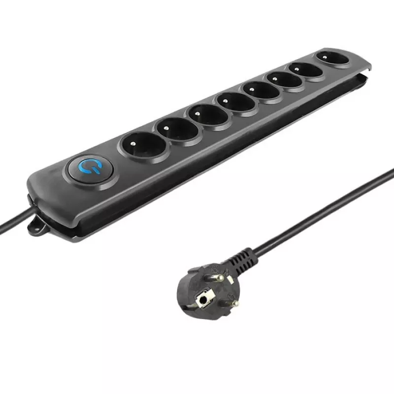 Προστασία υπέρτασης Qoltec 50113 μαύρο 8 έξοδοι AC 230 V 1,8 m