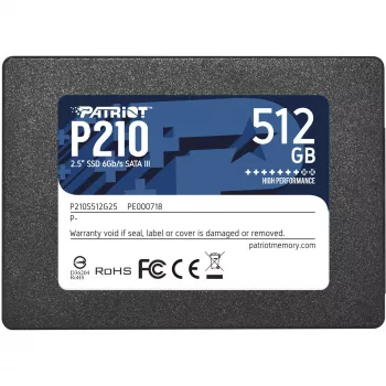 SSD 2,5 inch SATA III PATRIOT P210 512 GB – 500 MB/s Ανάγνωση, 400 MB/s Εγγραφή