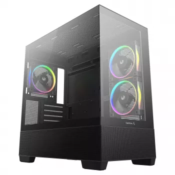Κουτί PC Midi Tower DeepCool CG380 3F – μαύρο, 235×437×451 mm, υποστηρίζει 2x120 mm πλευρικούς + 1x120 mm πίσω ανεμιστήρες, τροφοδοτικό κάτω, HDD 2,5 ιντσών/3,5 ιντσών