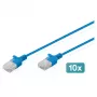 Καλώδιο δικτύου Patch CAT6 U-UTP λεπτό 1 m, μπλε, DIGITUS (10 τεμ.)