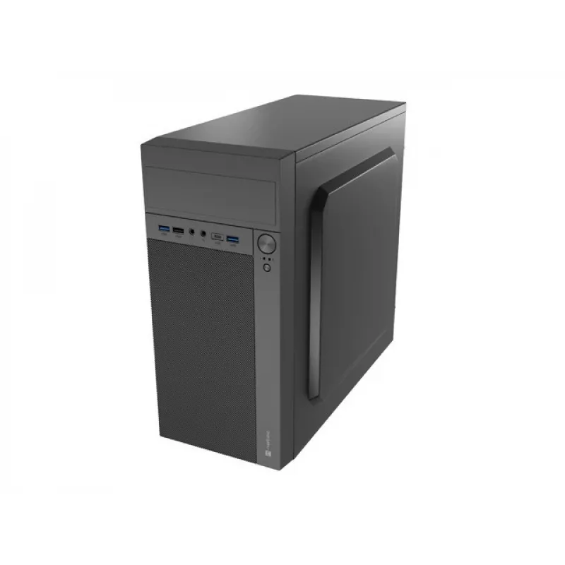 Κουτί PC NATEC Helix Mini Tower μαύρο — microATX/Mini-ITX, 3×3,5 ίντσες + 5×2,5 ίντσες, GPU 33 cm, θύρες USB-C/USB-A