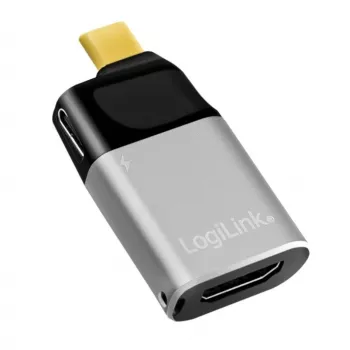 LogiLink USB 3.2 Gen2 Type-C αντάπτορας C/M σε HDMI-A USB-C 4K PD αλουμίνιο μαύρο/γκρι