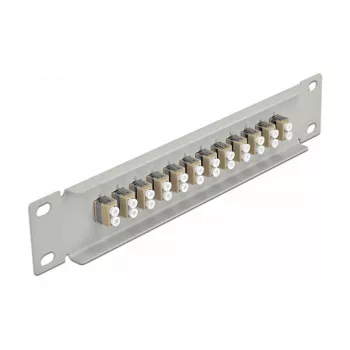 Patchpanel οπτικών ινών DeLOCK 10 ιντσών 12 Port LC Duplex μπεζ 1U γκρι