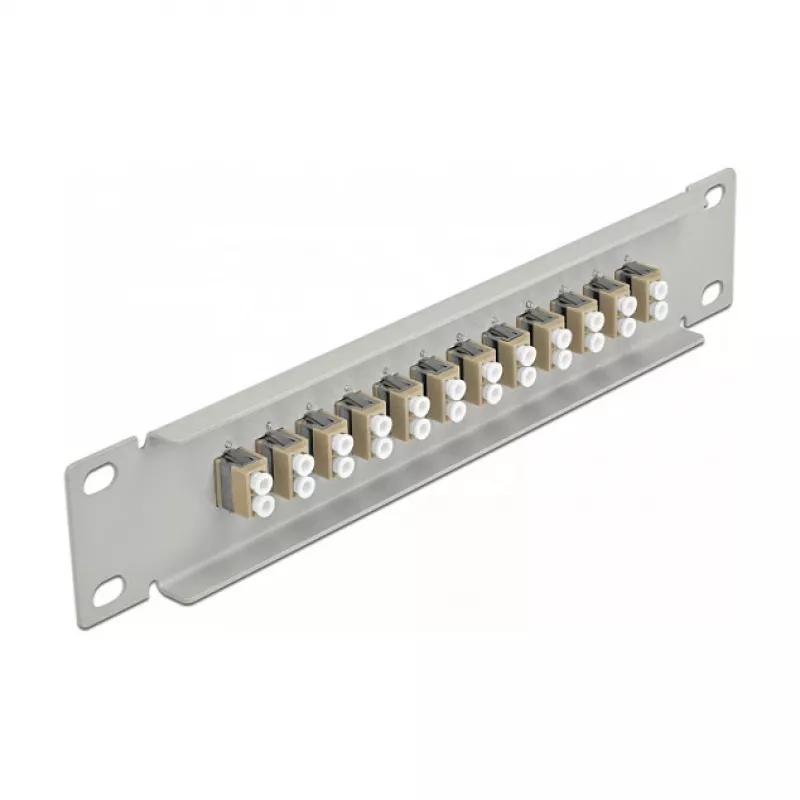 Patchpanel οπτικών ινών DeLOCK 10 ιντσών 12 Port LC Duplex μπεζ 1U γκρι