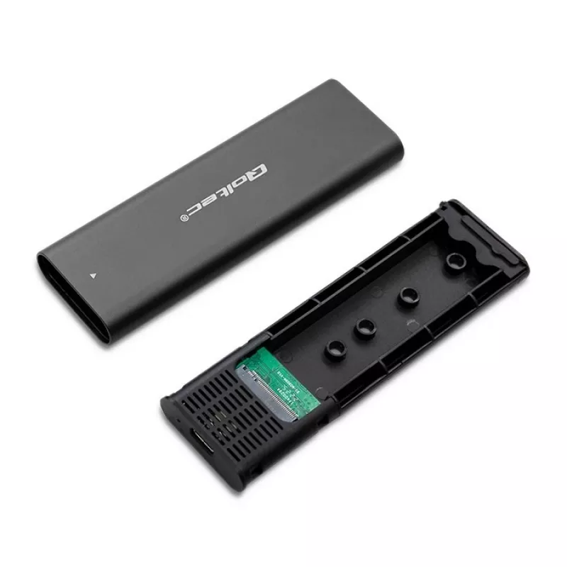 Θήκη SSD QOLTEC 50312 μαύρη για δίσκο M.2 SATA / NVMe, USB Type-C