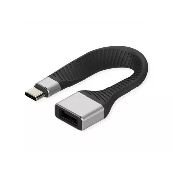 ROLINE καλώδιο USB 3.2 Gen 2 σιλικόνης, C-A, ST/BU, 10Gbit/s, Emark, μαύρο, 11 cm (11.02.9016)