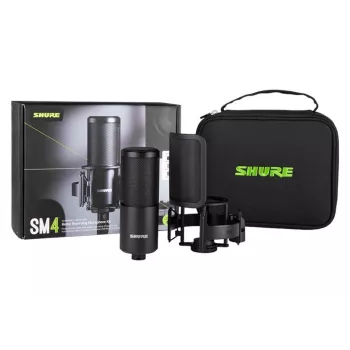 Shure SM4-K-KIT - Μικρόφωνο πυκνωτικό, εξωτερικά πολωμένο, λαβή, αντιανεμικό φίλτρο, βαλίτσα
