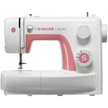 Singer Simple 3210 αυτόματη ραπτομηχανή, ηλεκτρομηχανική, 10 βελονιές, κουμπότρυπα 4 βημάτων, ελεύθερος βραχίονας, 85 W, λευκή/ροζ