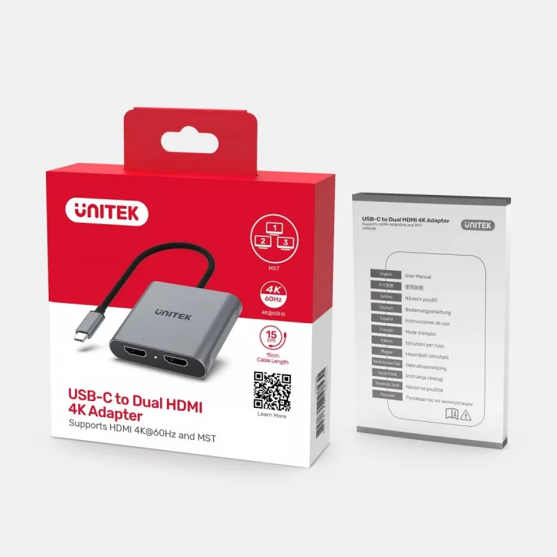 UNITEK ΑΝΤΑΠΤΟΡΑΣ USB-C, 2x HDMI, 4K@60HZ, MST, V1404B (V1404B)