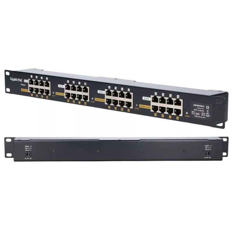 Extralink Gigabit PoE Injector 16 θυρών 16x 1000Mb/s RJ45, Rackmount