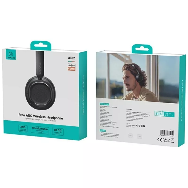 Ακουστικά Bluetooth 5.3 Usams SR01 ANC μαύρα