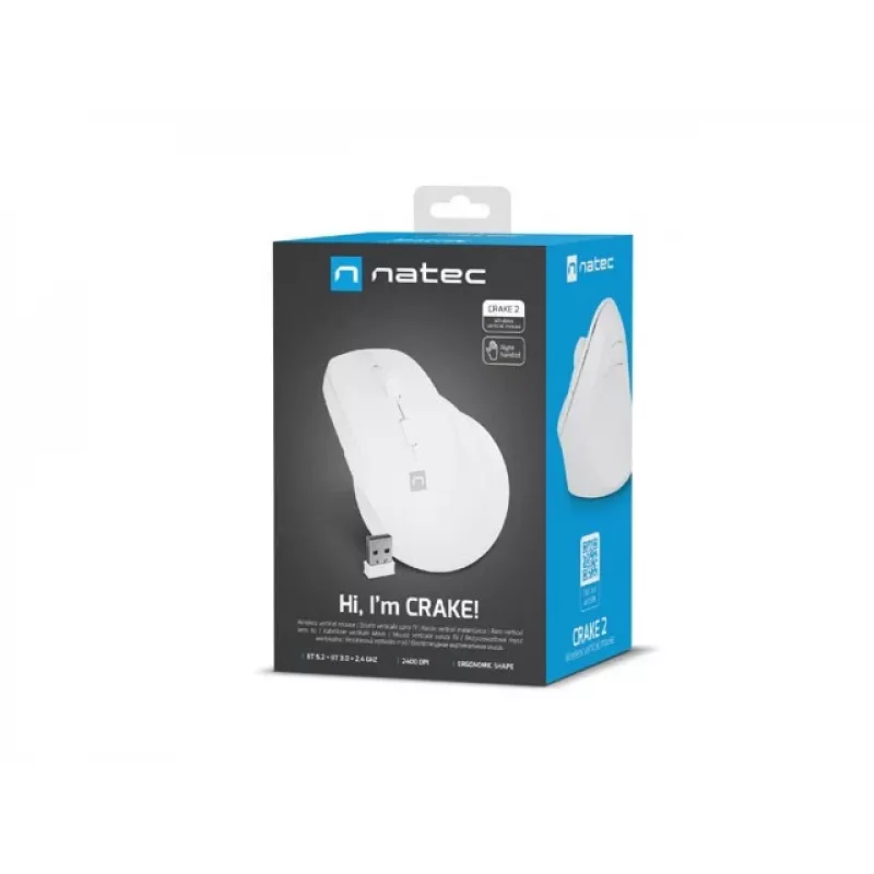 Ποντίκι NATEC Crake 2, universal, για δεξιόχειρες, RF Wireless + Bluetooth, οπτικό, 2400 DPI