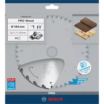 Bosch 2608837702 PRO Wood Cordless δίσκος κυκλικού πριονιού, Ø 184 mm, 24 δόντια, οπή 20 mm