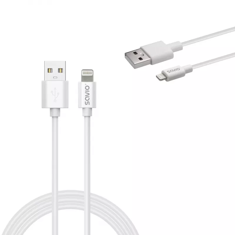 Savio Cl-193 Καλώδιο USB USB 2.0 2 m USB A USB C/Lightning Λευκό