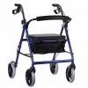 Rollator με τέσσερις τροχούς και κάθισμα, μπλε/μαύρο