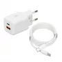 Φορτιστής USB IBOX ILUC42W 42W (max. 33W), 1×USB-C PD3.0, 1×USB-A QC3.0, 100–240V, λευκός