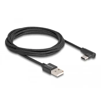 DeLOCK Καλώδιο USB 2.0 Type-A αρσενικό σε USB Type-C αρσενικό γωνιακό 2 m μαύρο