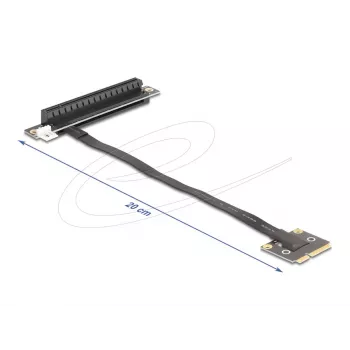 Delock προσαρμογέας Mini PCIe αρσενικό σε υποδοχή PCIe 3.0 x16, 90 μοίρες γωνιακός, με καλώδιο
