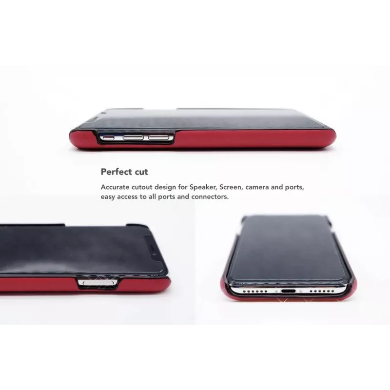 Θήκη πλάτης με υποδοχή καρτών VixFox για iPhone XSMAX ruby red – προστατευτική θήκη με ενσωματωμένη θήκη καρτών