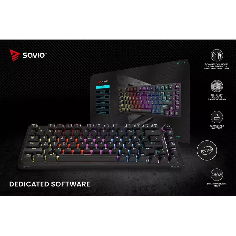 Savio Phenix SAVGK-RED Gaming πληκτρολόγιο USB RF Wireless Bluetooth QWERTY