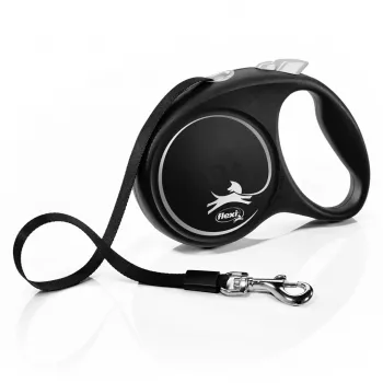 Flexi Black Design M, αυτόματο λουρί με κορδόνι, 5 m, για μεσαίου μεγέθους σκύλους (10–25 kg), μέγιστο φορτίο 20 kg