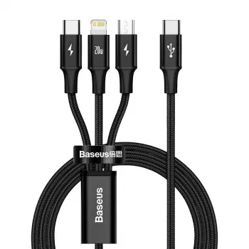 Baseus Rapid Καλώδιο USB 3-in-1 1,5 m USB A USB C/Micro USB A/Lightning Μαύρο