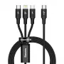 Baseus Rapid Καλώδιο USB 3-in-1 1,5 m USB A USB C/Micro USB A/Lightning Μαύρο
