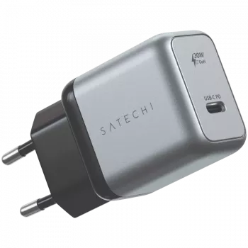 Φορτιστής για κινητές συσκευές Satechi ST-UC30WCM-EU — Universal AC φορτιστής εσωτερικού χώρου με 1× USB-C, Μαύρο/Ασημί