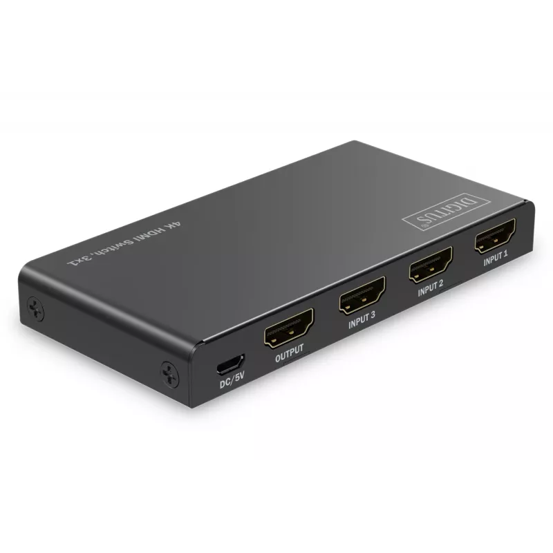 Digitus διακόπτης HDMI 4K 3x1 μέταλλο μαύρο 18 Gbit/s