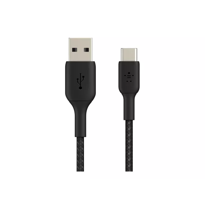 Καλώδιο πλεκτό USB-C USB-A 2m μαύρο